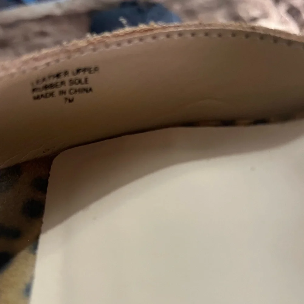 Ann Taylor Leather Leopard Print Ankle-Strap Heels